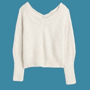 NWT Madewell Double V-Neck Sweater in Italian Yarn, Heather Cream, Size Medium